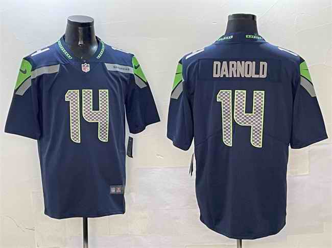 Men's Seattle Seahawks #14 Sam Darnold Navy 2025 Vapor Limited Stitched Football Jersey
